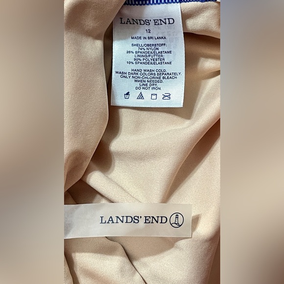 Lands and royal blue and red striped, one piece, swimsuit, built-in bra, size 12 - Picture 4 of 6